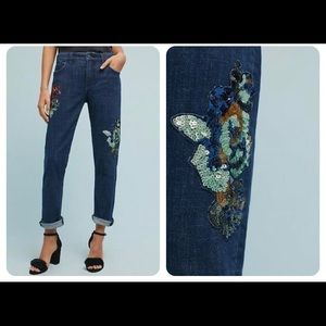 Pilcro And The Letterpress Sequin Slim Cottage Core Boyfriend Jeans Size 30